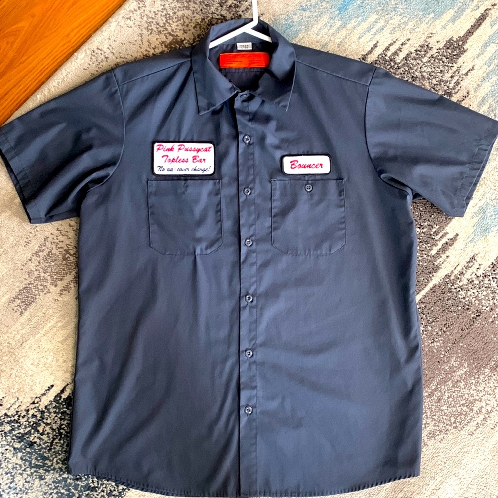 Funny button up Topless Bar Bouncer L